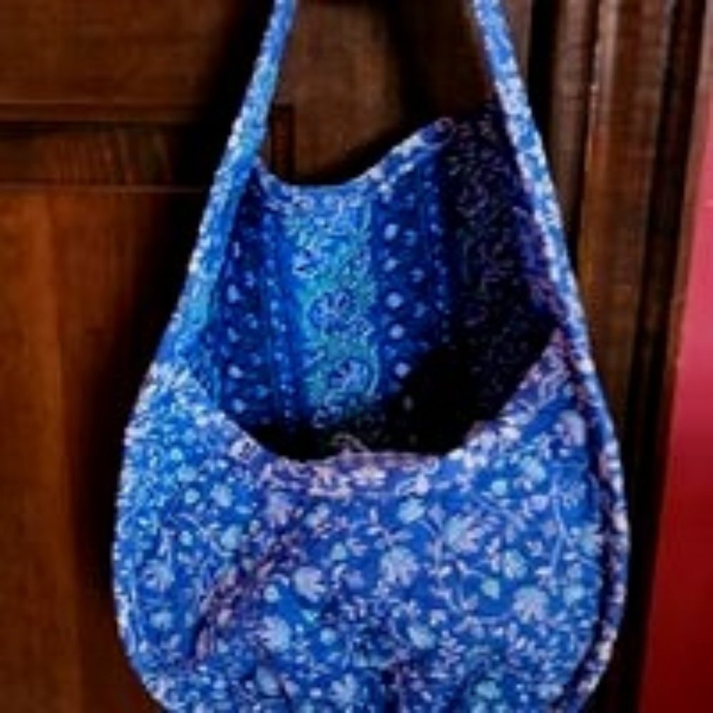 Blue floral stripe handmade doorknob farmhouse basket pod